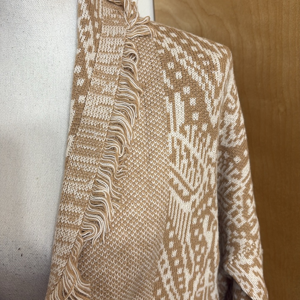 NWT Lucky Brand Shawl Collar Open Front Jacquard Knit Cardigan Size S - Picture 4 of 15